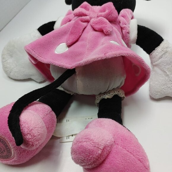 Disney Store Minnie Mouse Genuine Original Pink Polka Dots Dress 15in Plush - Picture 6 of 14